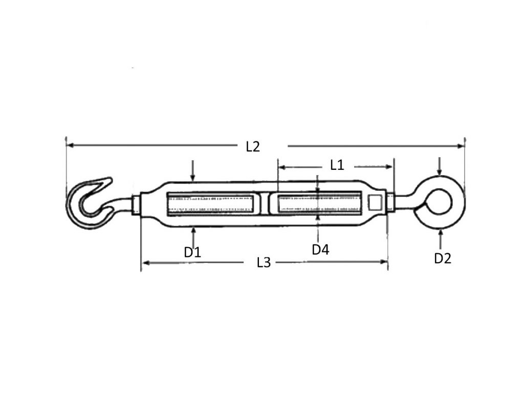 Hook Eye Open Turnbuckle M10 Cast Zinc Steel Trade Packs