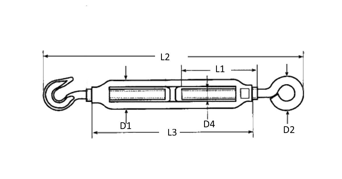 Hook Eye Open Turnbuckle M20 Steel Galvanised TRADE PACKS