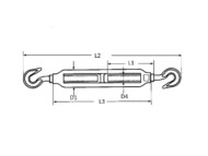 Hook Hook Open Turnbuckle Dimension Diagram