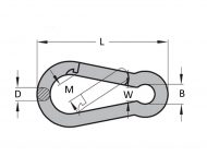 G316 Stainless Steel Snap Hook Dimension Diagram