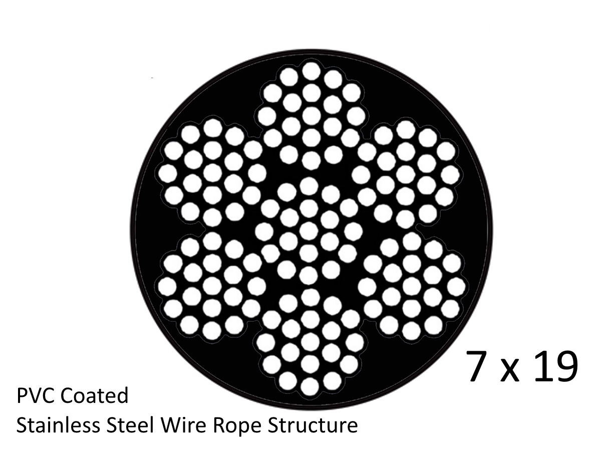 16 Ft Cable Length Black Oxide Galvanized Steel Safety Cable 1/8 One Loop 3.2mm 7x19 Strand DIY Wire Rope 