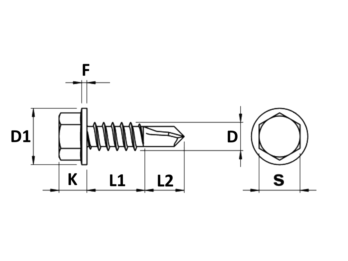 Tek Hex Flange Head Screws
