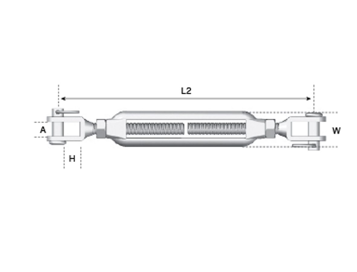 Jaw Jaw Open Turnbuckle 5/8″ 16mm 1.6T Galvanised Steel TRADE PACKS