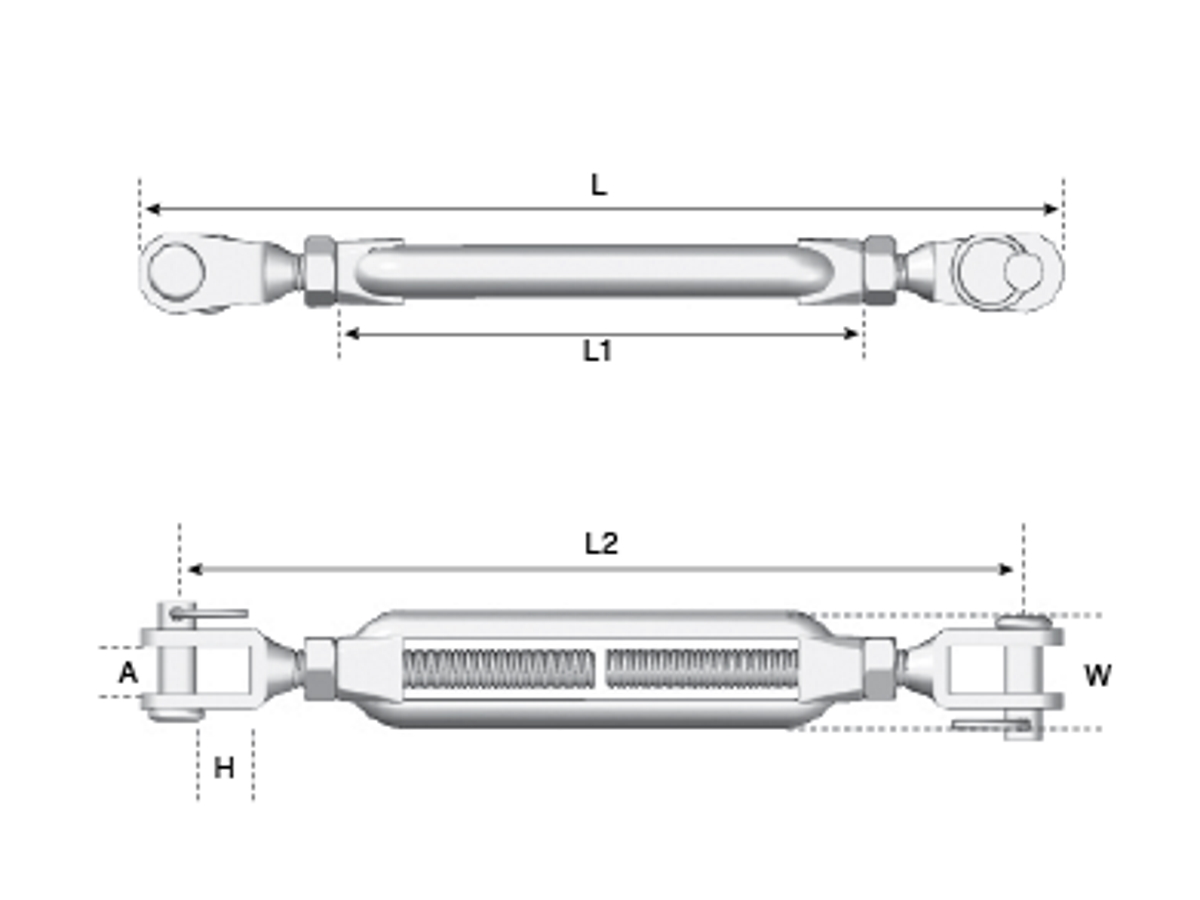 MarineNow Eye Eye Open Body Marine Turnbuckle 316 Stainless Steel Choose Size And Pack Quantity
