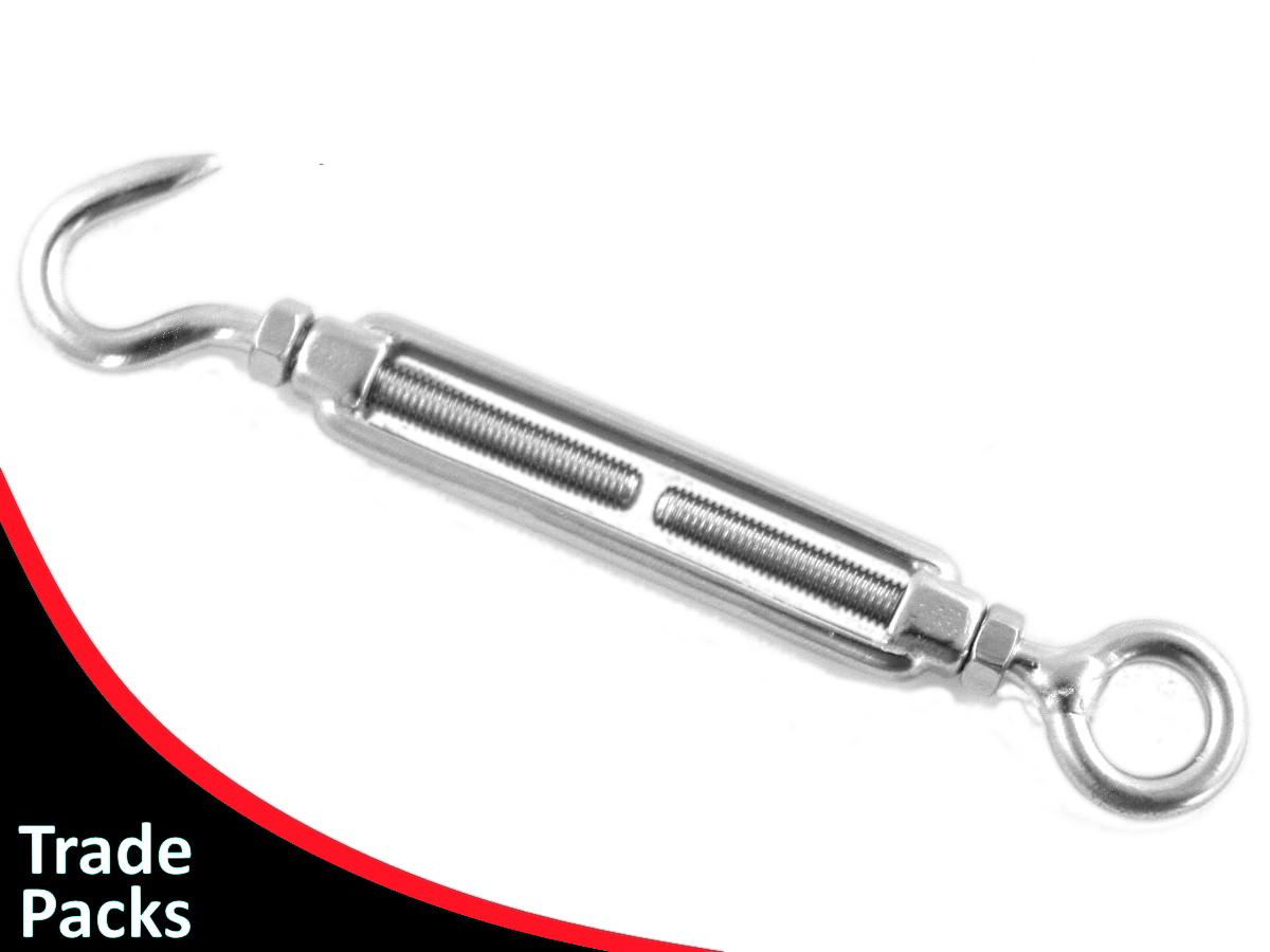 G316 Stainless Steel Hook Eye Open Turnbuckle Trade Packs