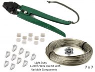 1.2mm 7x7 G316 Wire Coil with Swages, Thimbles and a Light Duty All-in-1 Swaging Tool
