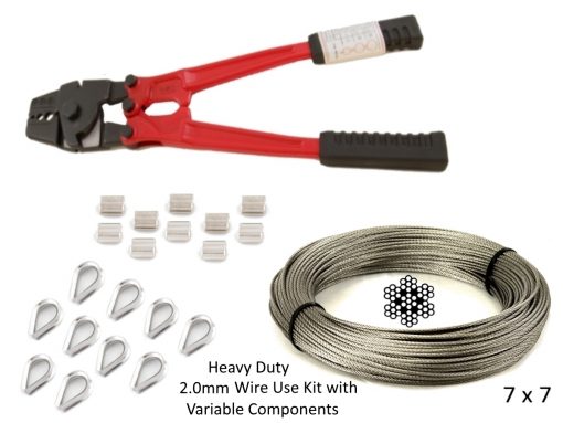 2.0mm 7x7 G316 Wire Coil with Swages, Thimbles and a Heavy Duty All-in-1 Swaging Tool