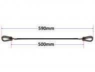 S500mm Safety Wire Lanyard Black Coated Dimension Diagram