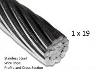 + 8.0mm 1x19 Wire Rope G316 Stainless Steel