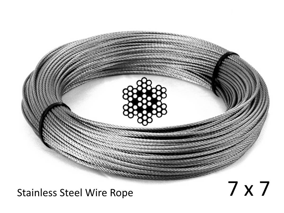Stainless Steel Wire Rope 25 Metres of 2mm  7x7  Marine Construction 