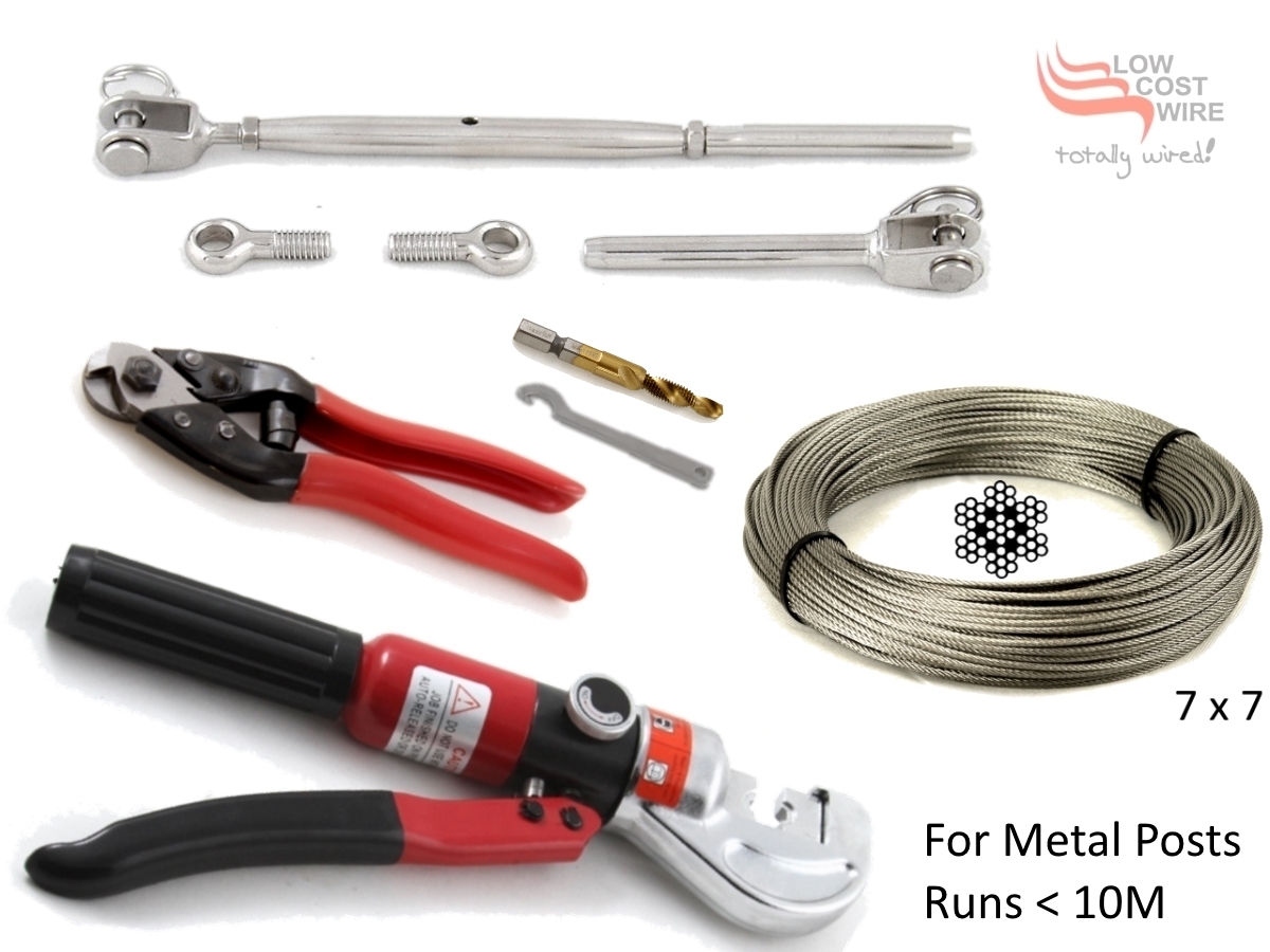 7x7 G316 Stainless Steel Wire Coil with Jaw Swage Rigging Screw SRMM kits 200mm Cutter, Heavy Duty Hydraulic Swager, Drill Tap and C-Spanner