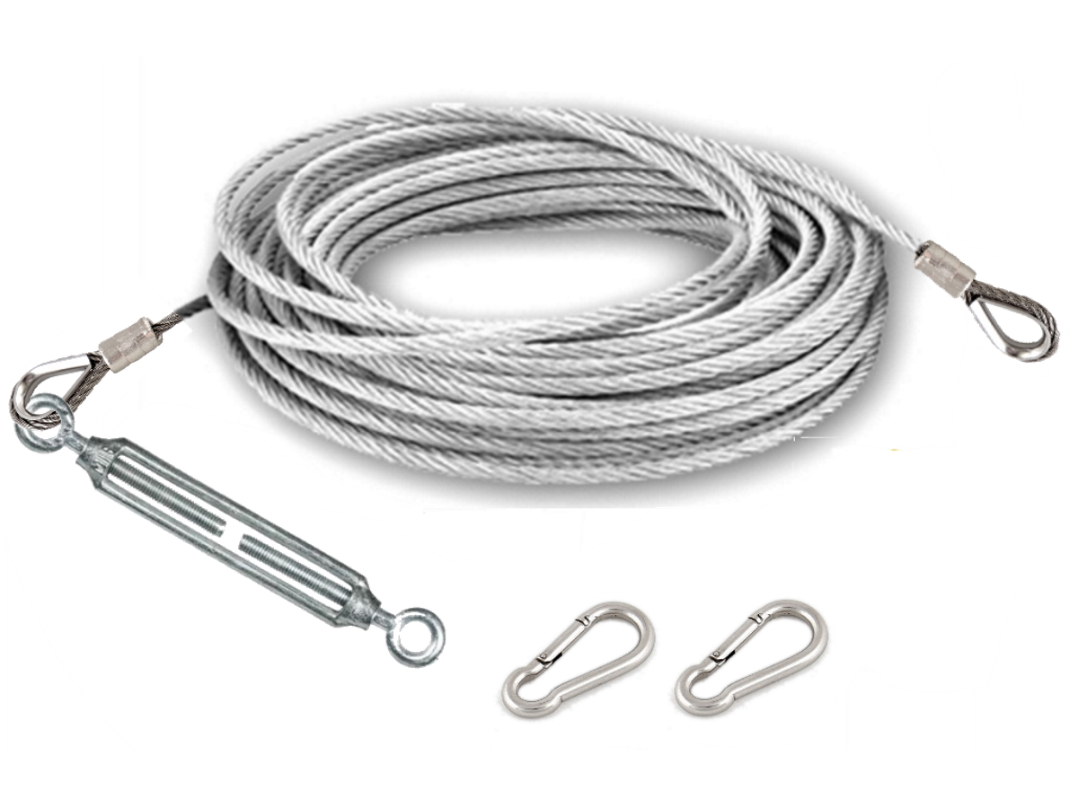 Guy Wire Kit 4.0mm 7x19 G2070 Galvanised Steel Wire Rope – 3-0m
