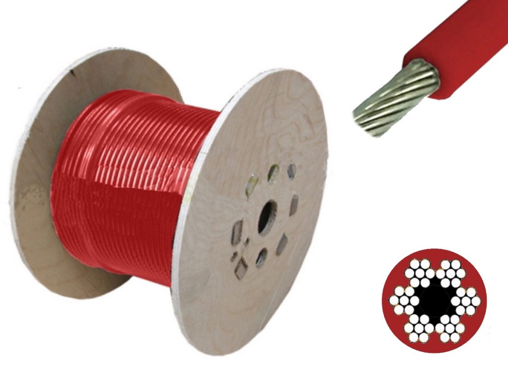 2.0mm 6×7 G1570 Red Coated Galvanised Steel Wire Rope
