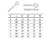 G316 Eye Screw Dimension Table