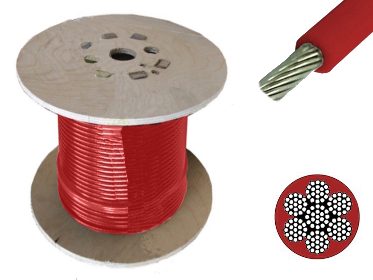 7x19 Red PVC Coated with Structure Detail