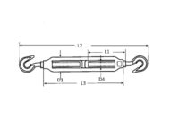 Hook Hook Open Turnbuckle Dimension Diagram