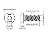 Button Head Hex Socket Bolt Dimension Diagram