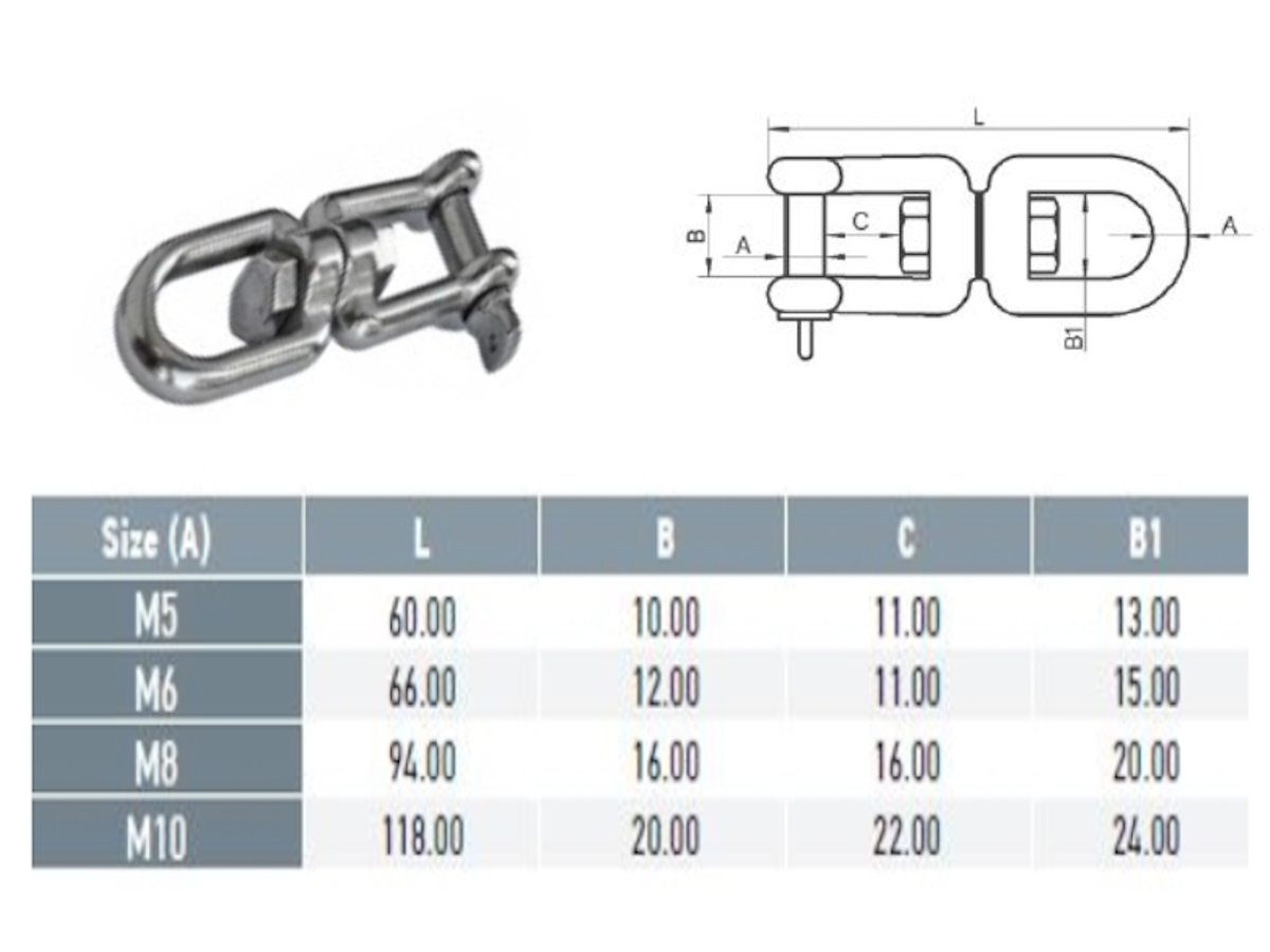 Eye Jaw Swivel Dimension Table