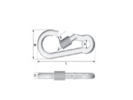 Screw Lock Spring Hook with Eye Dimensional Diagram