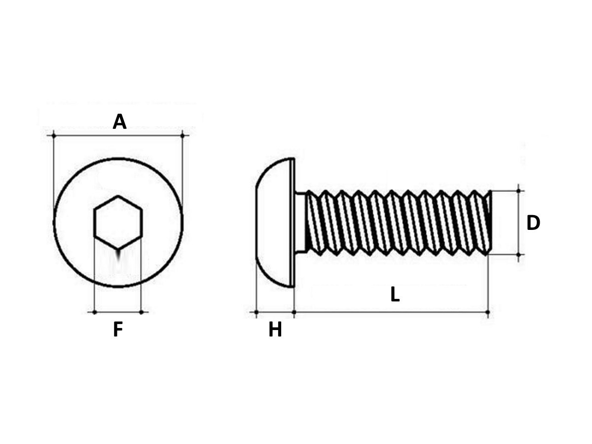 Button Head Hex Socket Bolt Dimension Diag
