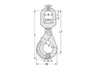 Swivel Gated Self Locking Hook G80 Dimensional Diagram