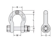 Safety Pin Shackle AS2741 Grade S Dimensional Diag